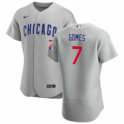Men's Chicago Cubs #7 Yan Gomes Gray Flex Base Stitched Jersey